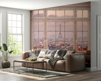 Music studio setting Window to Paris peel and stick wallpaper mural.
