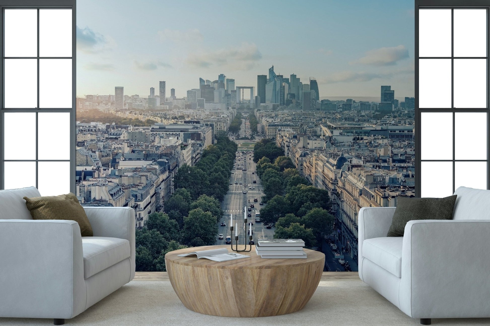 Urban horizon wallpaper for walls featuring Color Block Eclipse.