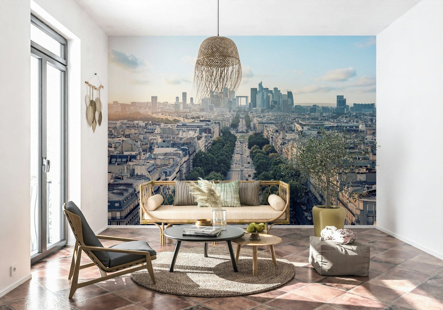 Sophisticated metropolitan vista Color Block Eclipse wallpaper for walls.