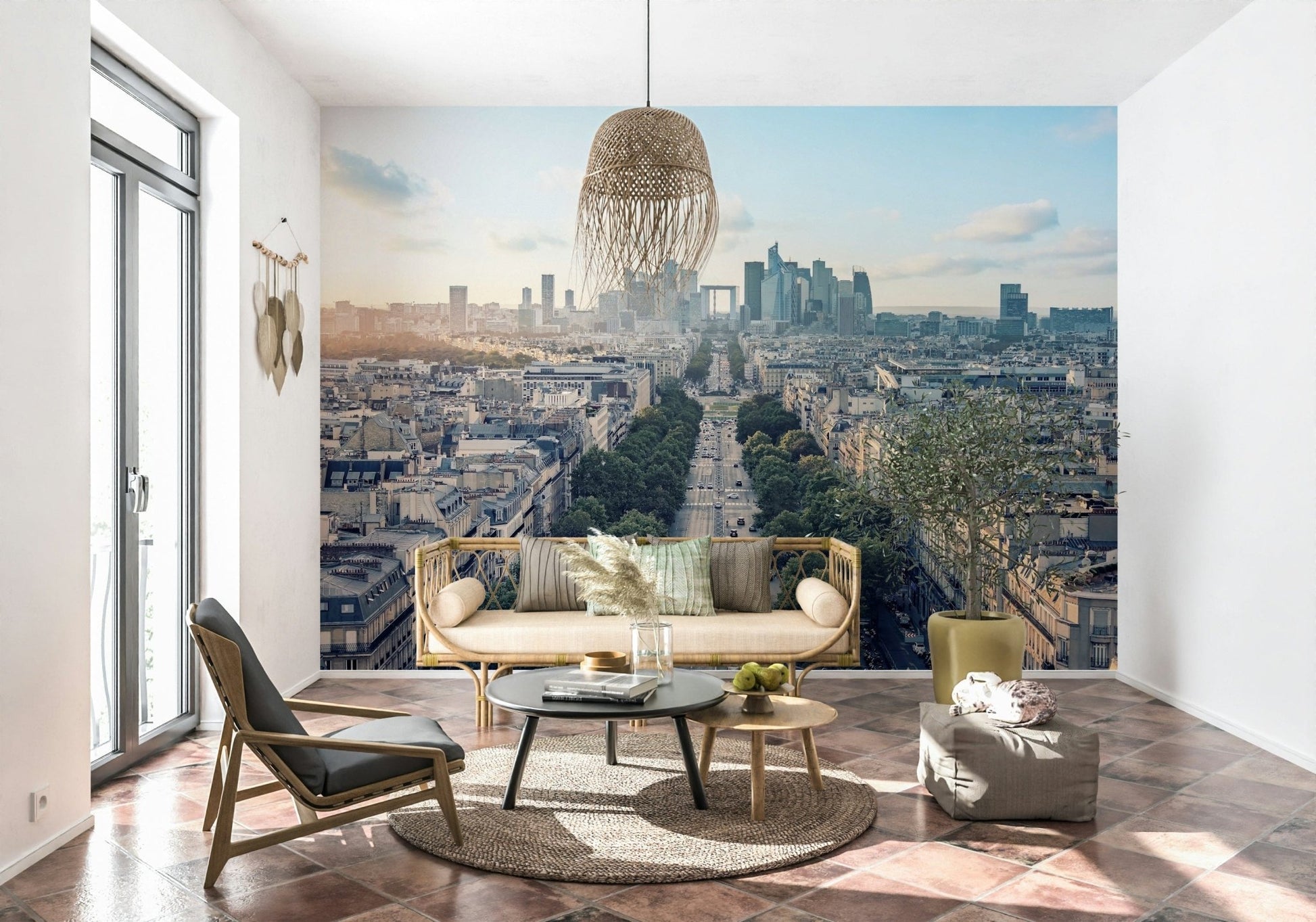 Sophisticated metropolitan vista Color Block Eclipse wallpaper for walls.