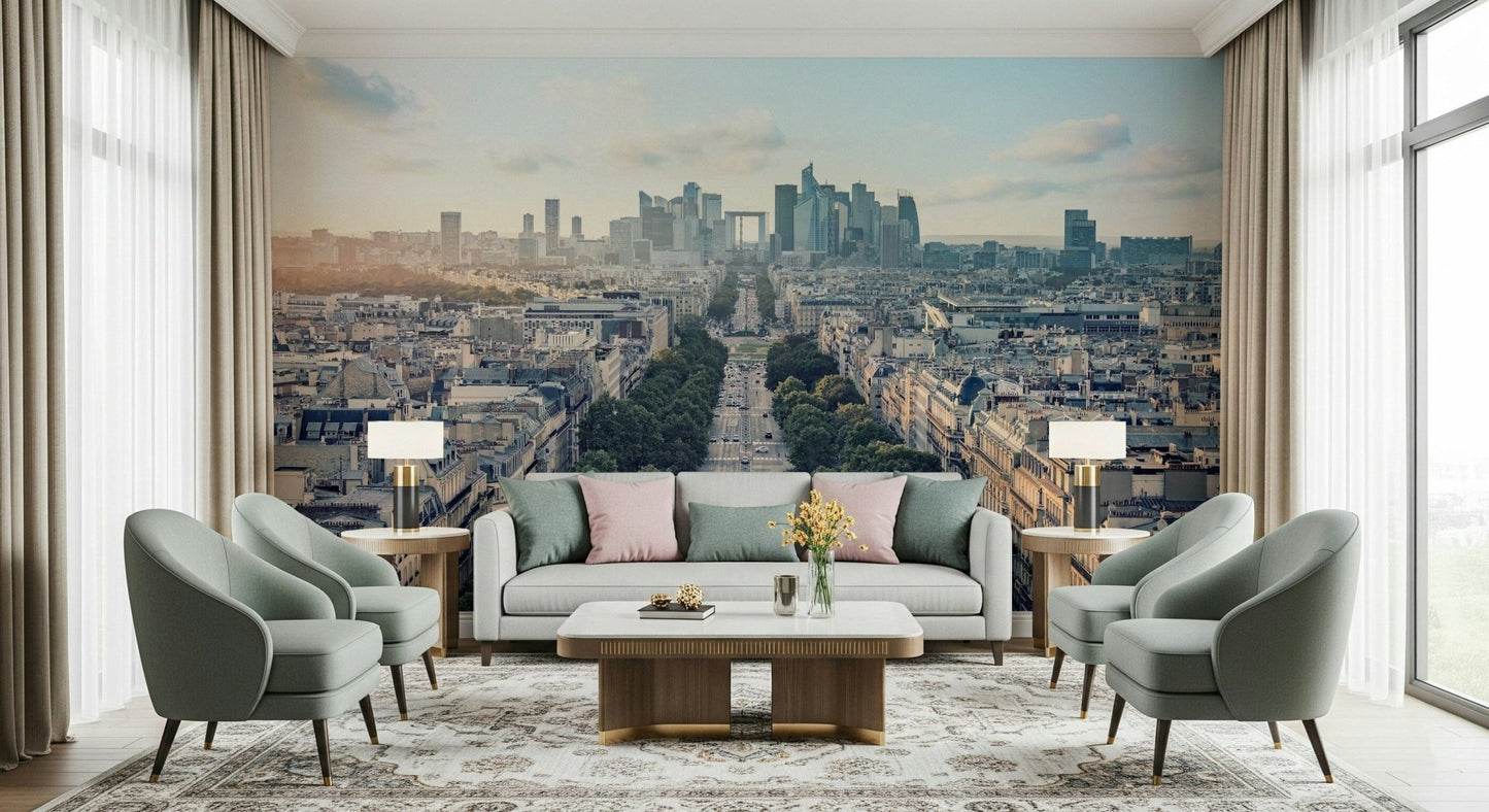 Geometric glass buildings Color Block Eclipse wallpaper for walls.