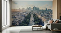 Grand city street view Color Block Eclipse wallpaper mural.