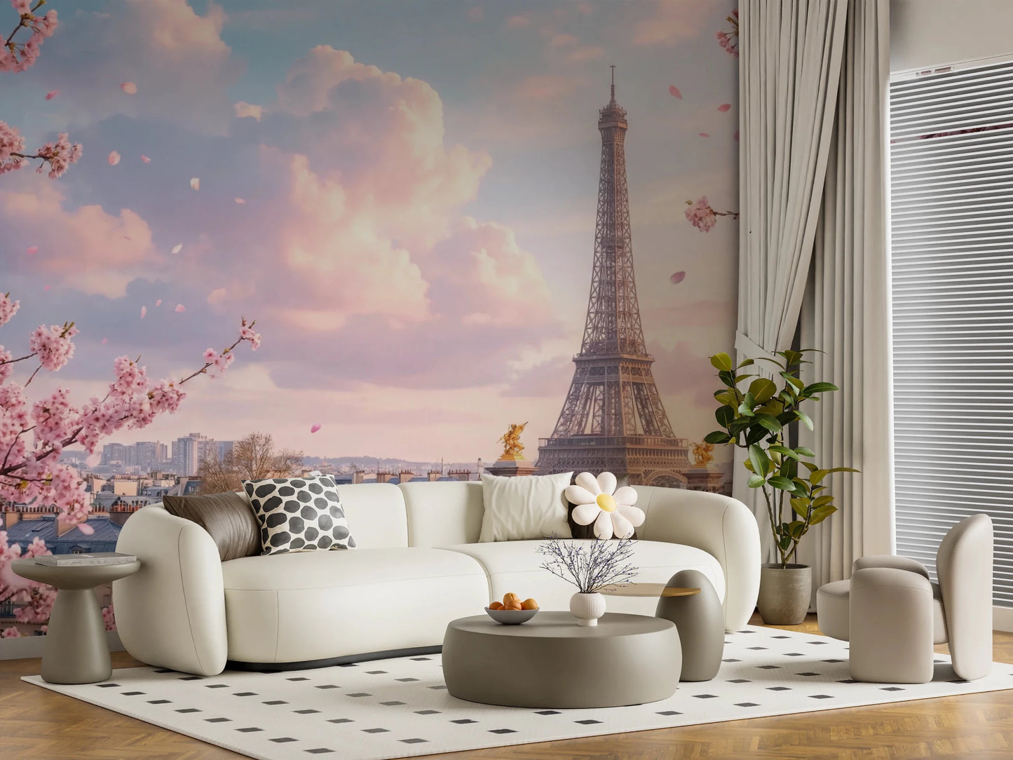 Parisian Sakura Wall Mural