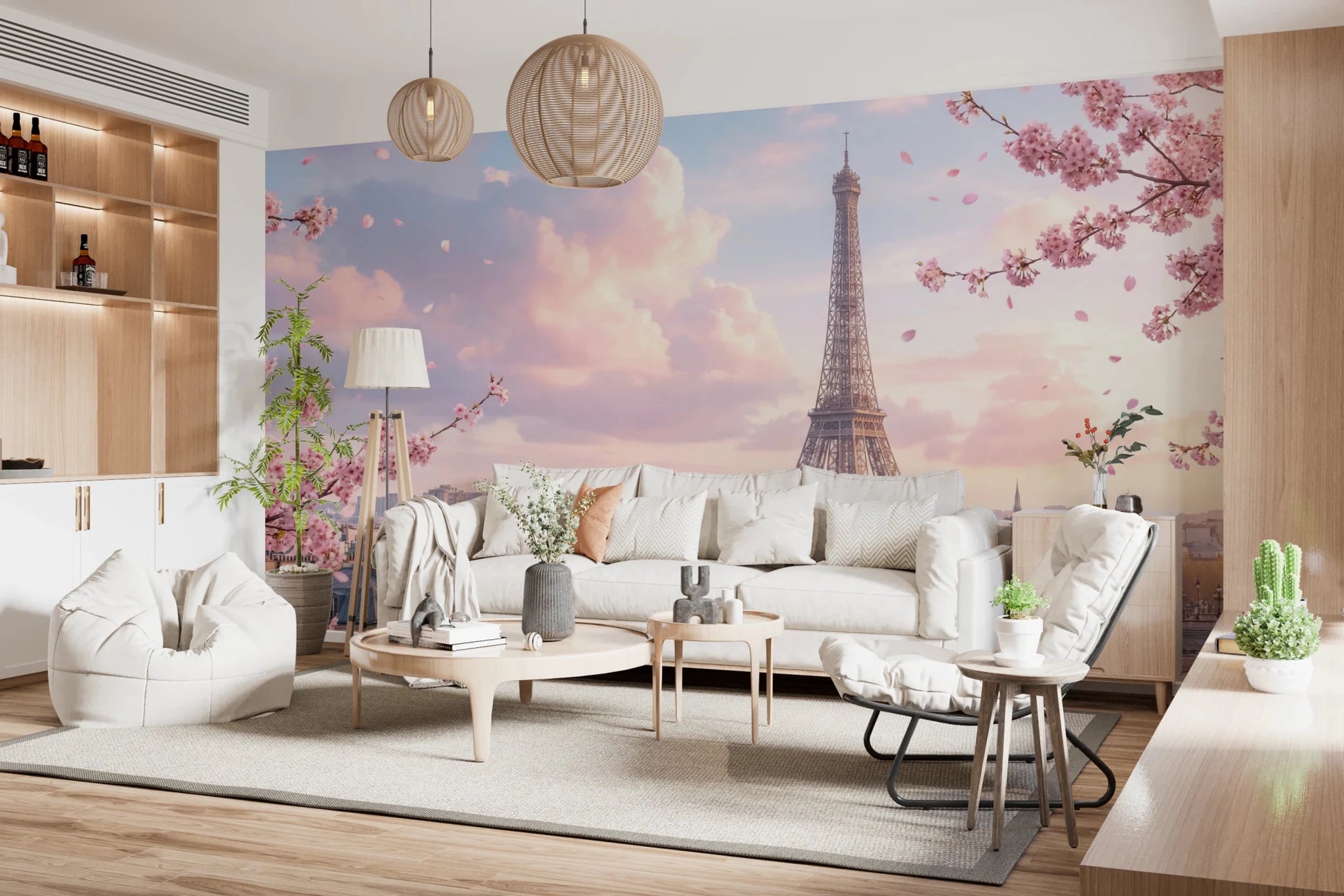 Parisian Sakura Wall Mural
