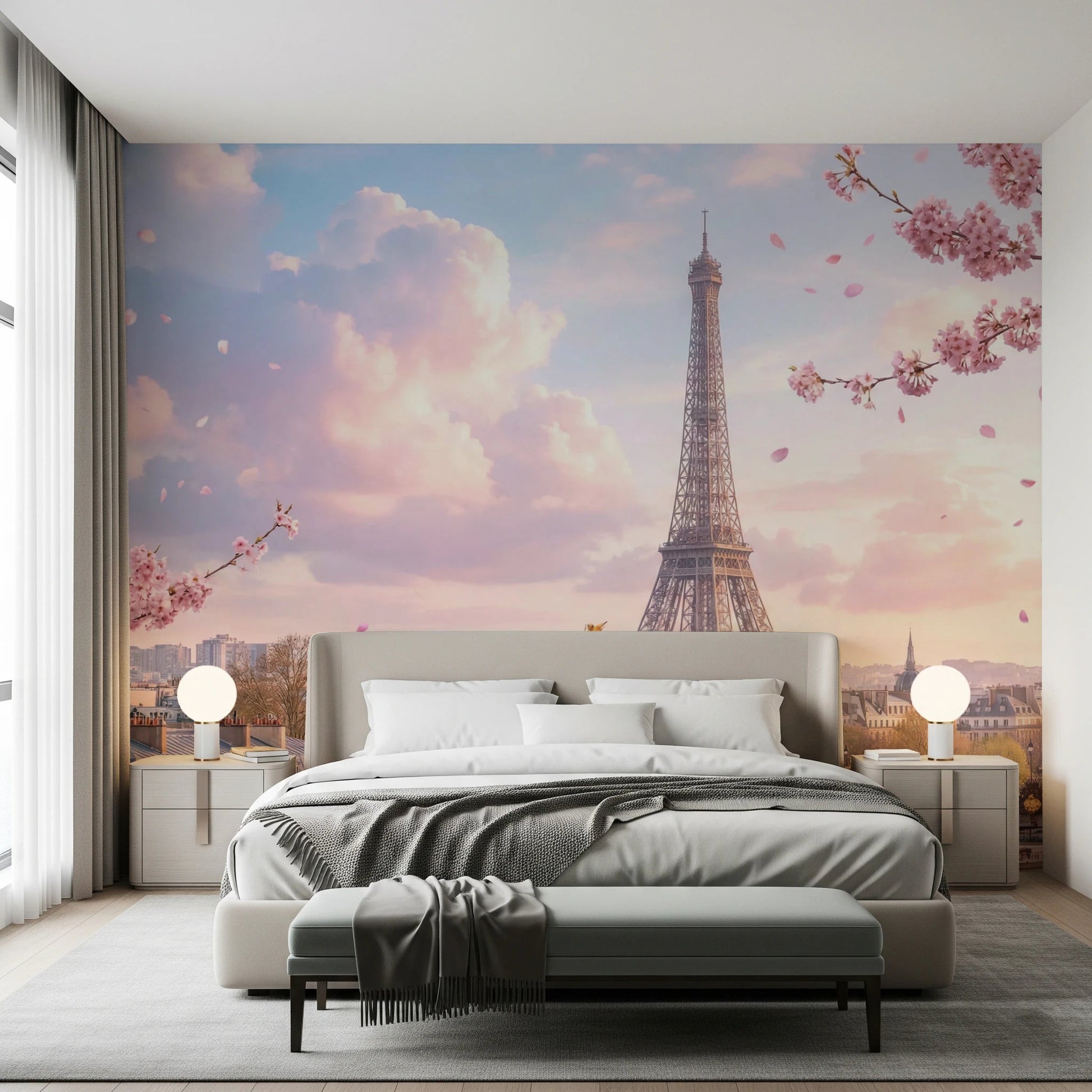 Parisian Sakura Wall Mural