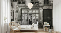 Classic cinema feel French shop facade mural decoration.