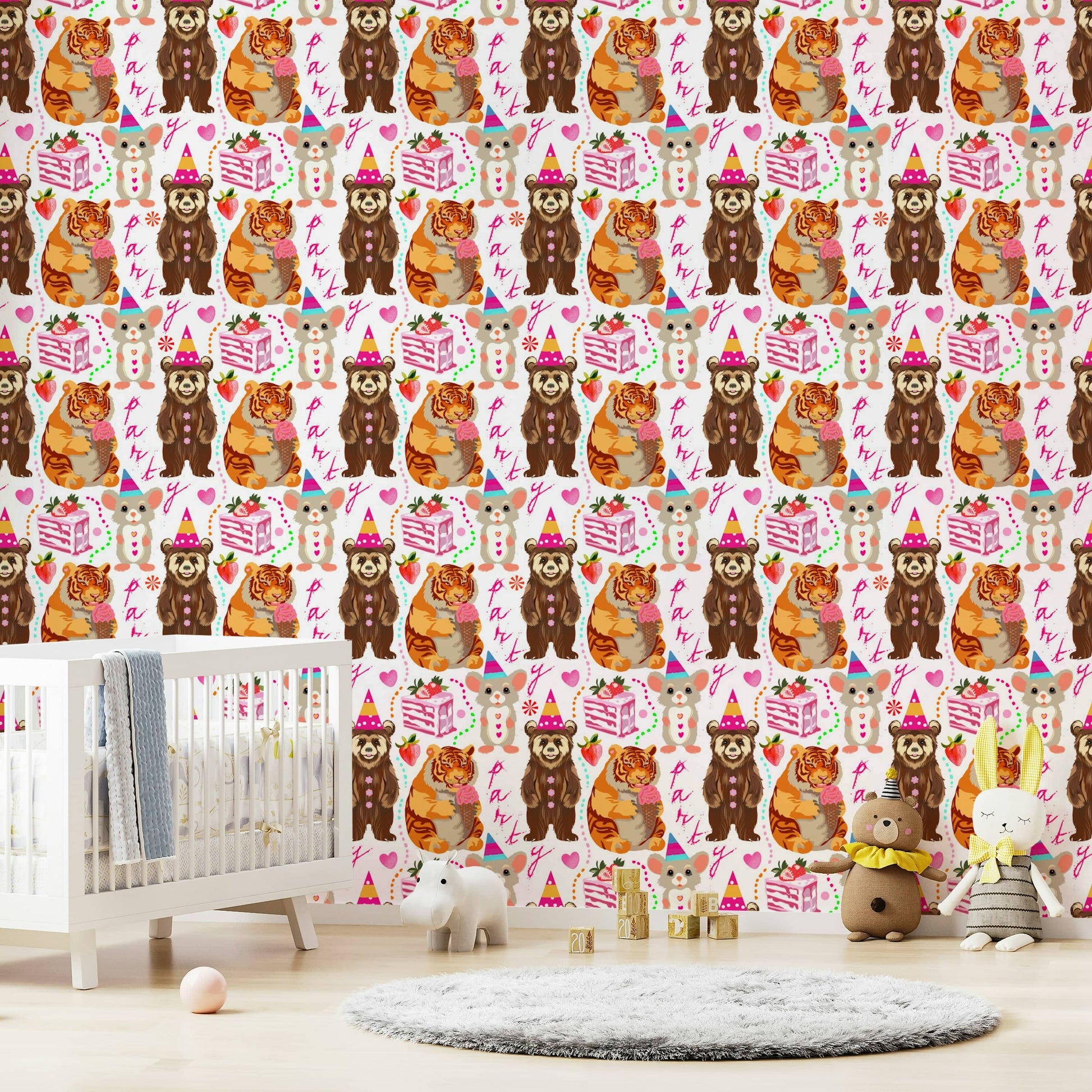 A detail shot of the colorful balloons and confetti.