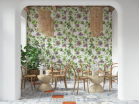 Seamless botanical Passionflower Dream wallpaper for walls.