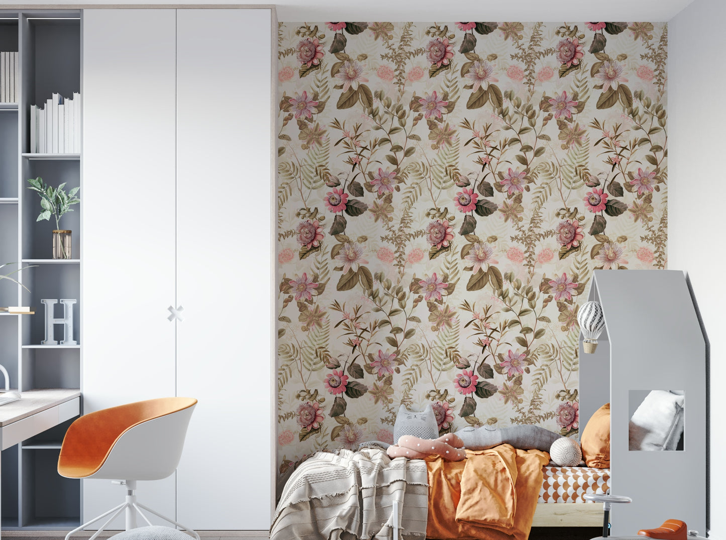 Passionflower Paradise wallpaper bringing nature indoors.

