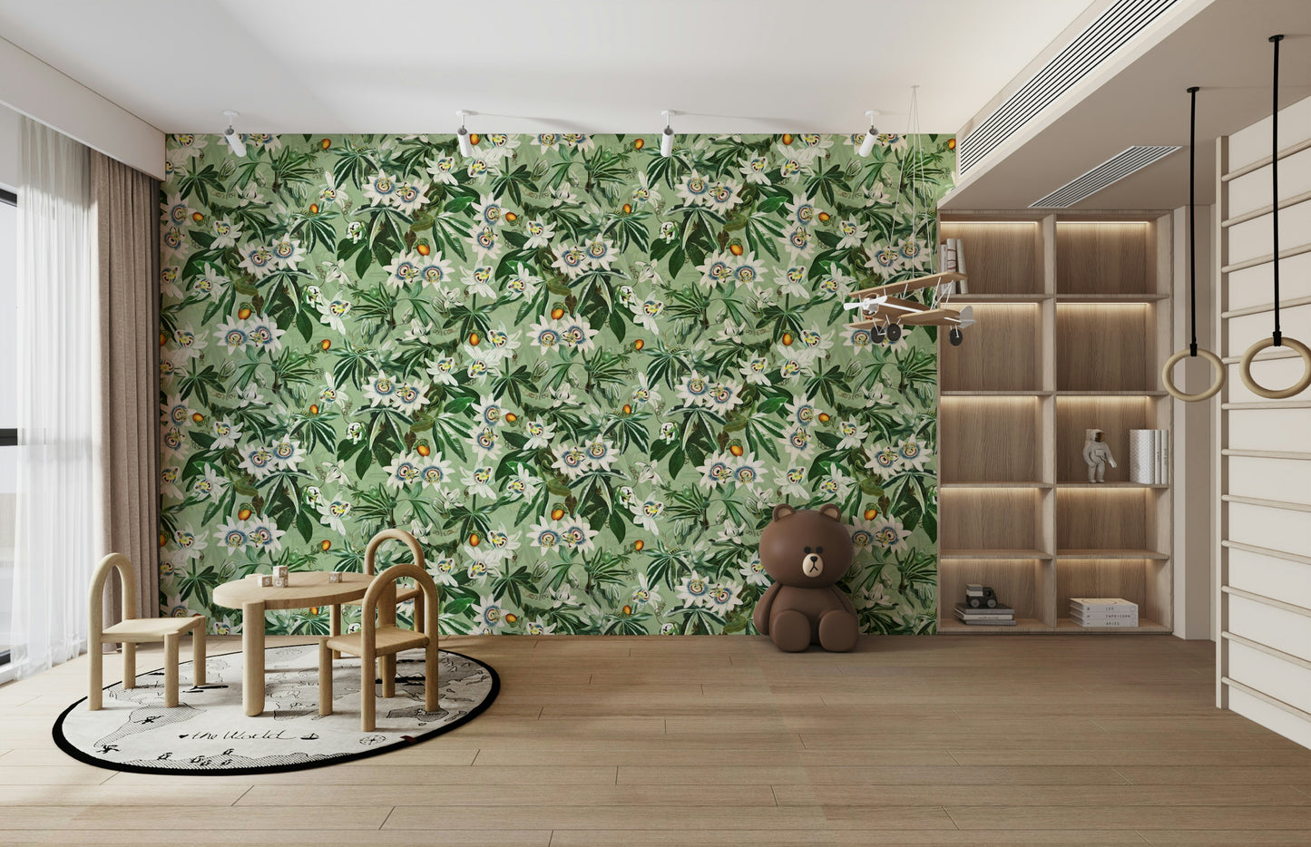 Passionflower Paradise wallpaper bringing vibrant tropical energy to your space.


