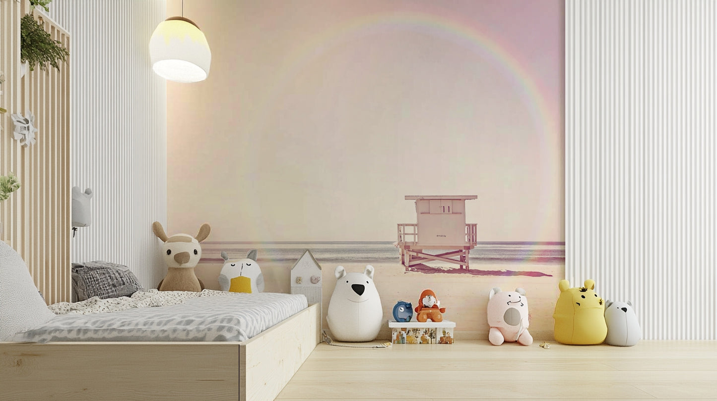 Pastel Beach Dream Wall Mural for a peaceful coastal vibe.

