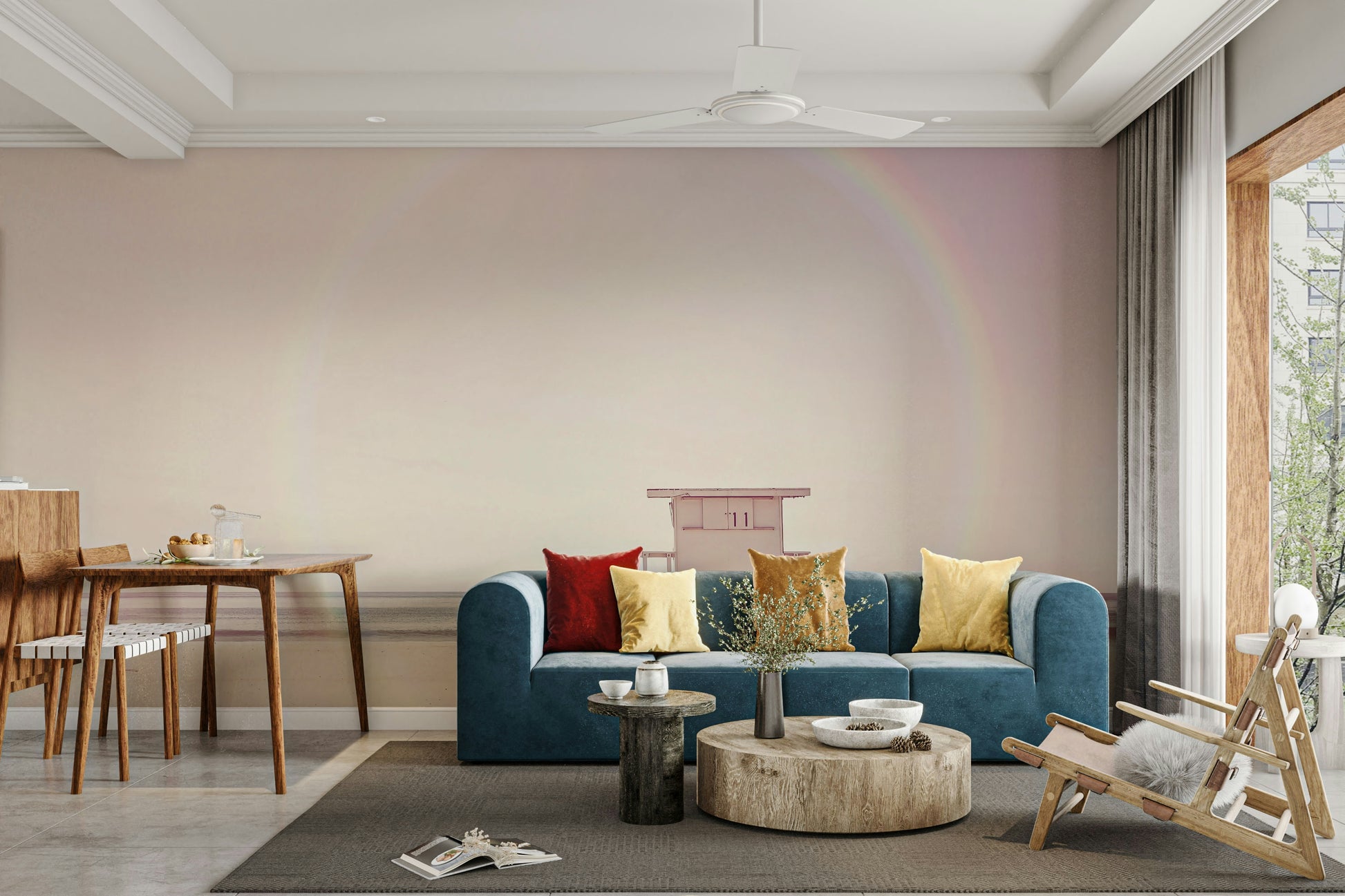 Gentle waves and pastel sky in Pastel Beach Dream mural.

