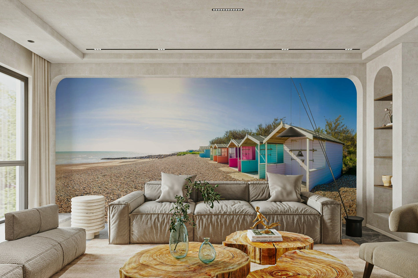 An artistic nature escape mural for home decor.

