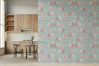 Pastel Bird and Blossom Wallpaper – Whimsical design with delicate birds and blooming flowers in gentle pastel tones.