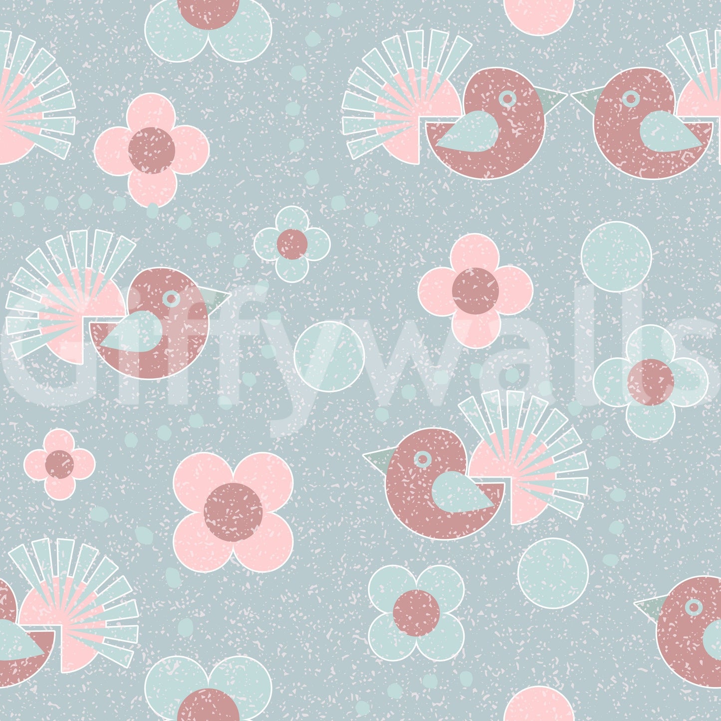 Birdie Blooms: Pastel Pop Wallpaper⁠