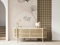 Dreamy floral mural with airy blossoms in pastel shades perfect for bedrooms or living spaces.