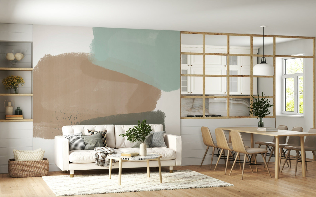 Chic, modern, and gentle abstract brush strokes wallpaper.