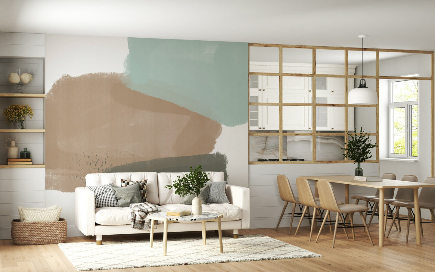 Chic, modern, and gentle abstract brush strokes wallpaper.