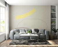 A peaceful modern abstract mural on decorative wallpaper.

