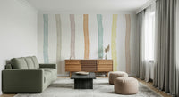 A calming abstract design wallpaper mural that defines a space.