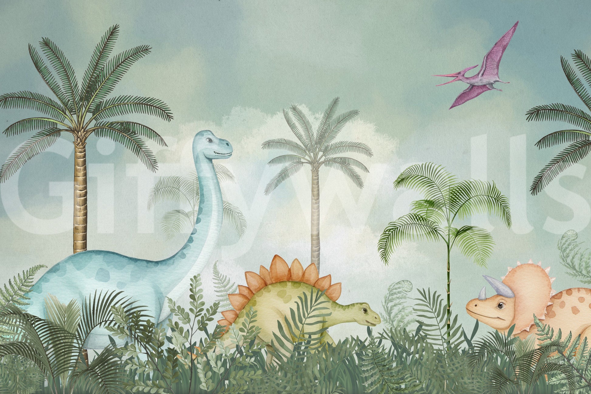 Dino jungle dream, peaceful and calm

