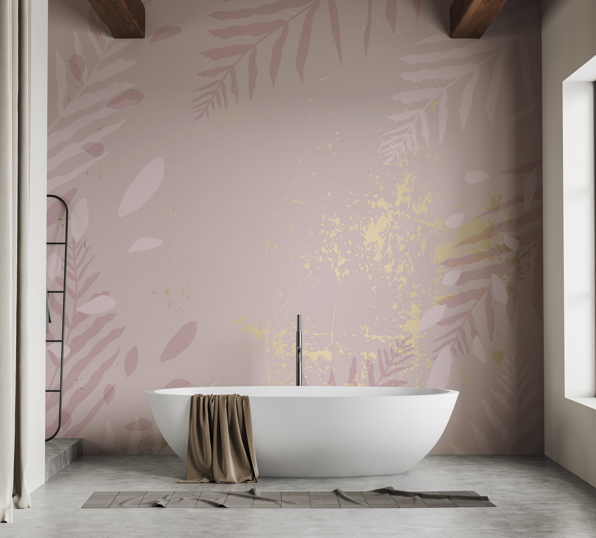 Pastel Dusty Pink Gold Wallpaper Mural - Giffywalls