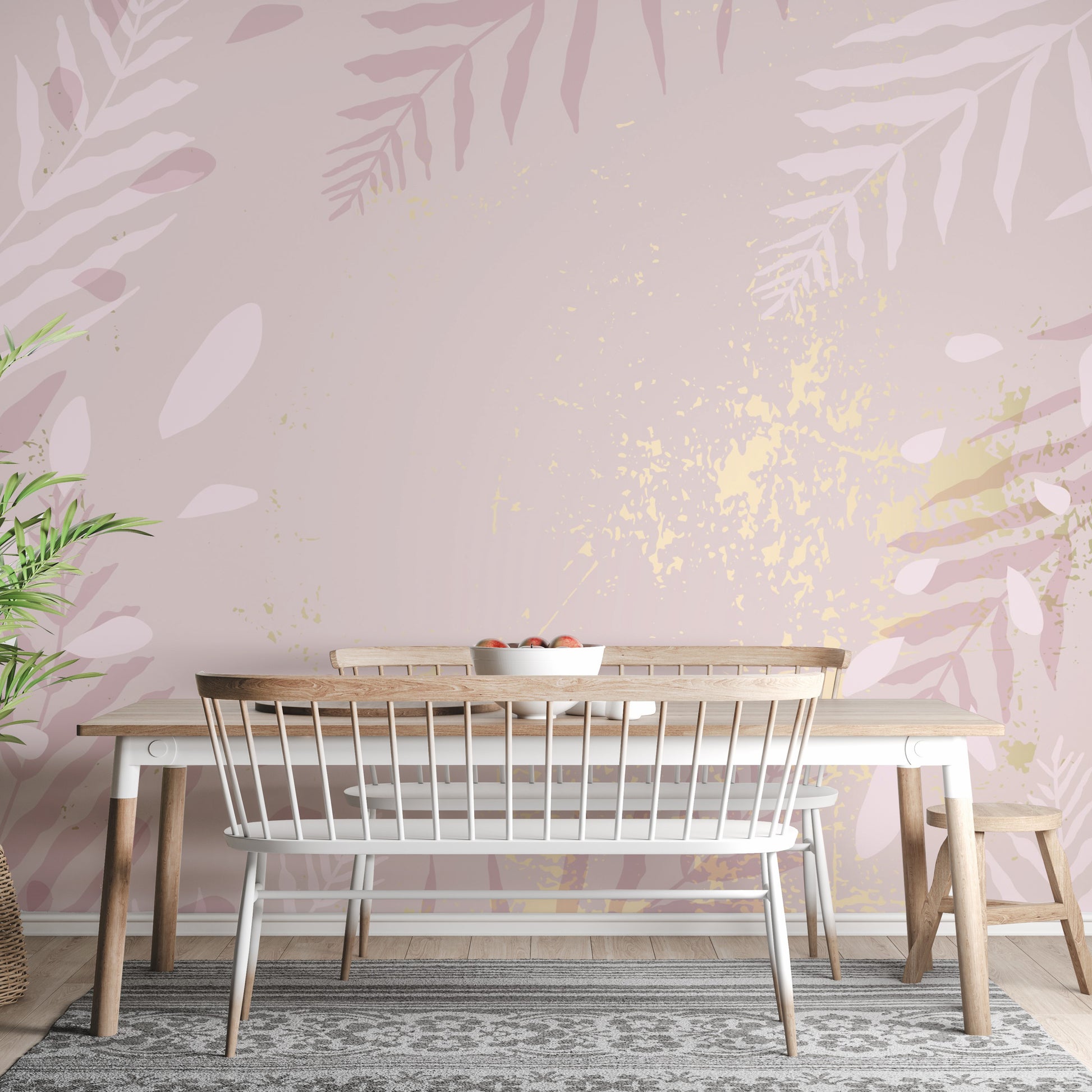 Pastel Dusty Pink Gold Wallpaper Mural - Giffywalls