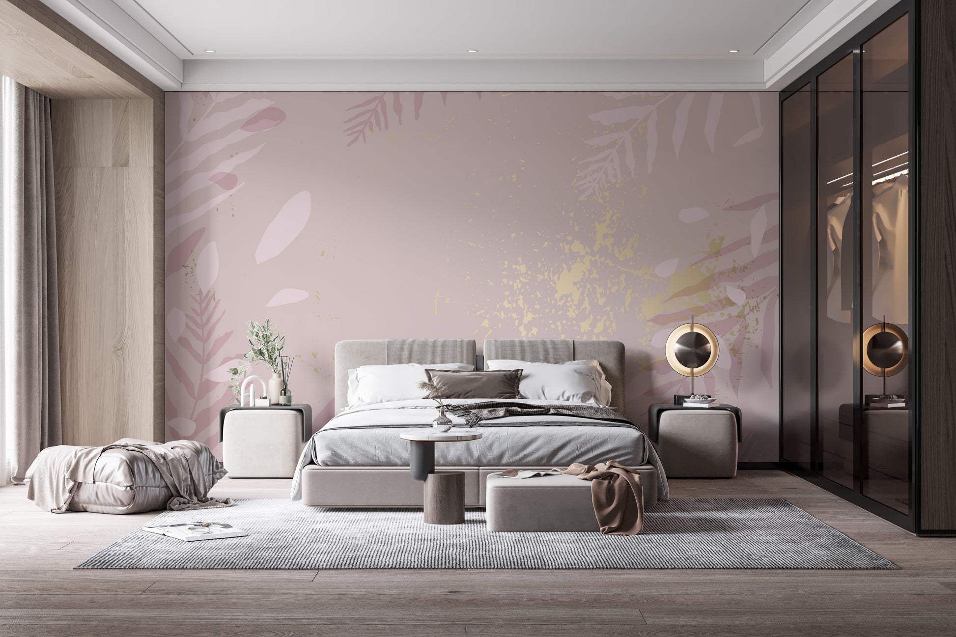 Pastel Dusty Pink Gold Wallpaper Mural - Giffywalls