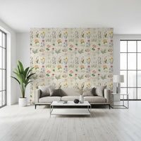Pastel Floral Botanical Collage Wallpaper⁠