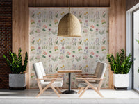 Pastel Floral Botanical Collage Wallpaper⁠