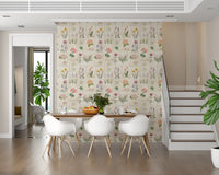 Pastel Floral Botanical Collage Wallpaper⁠