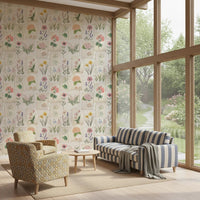 Pastel Floral Botanical Collage Wallpaper⁠