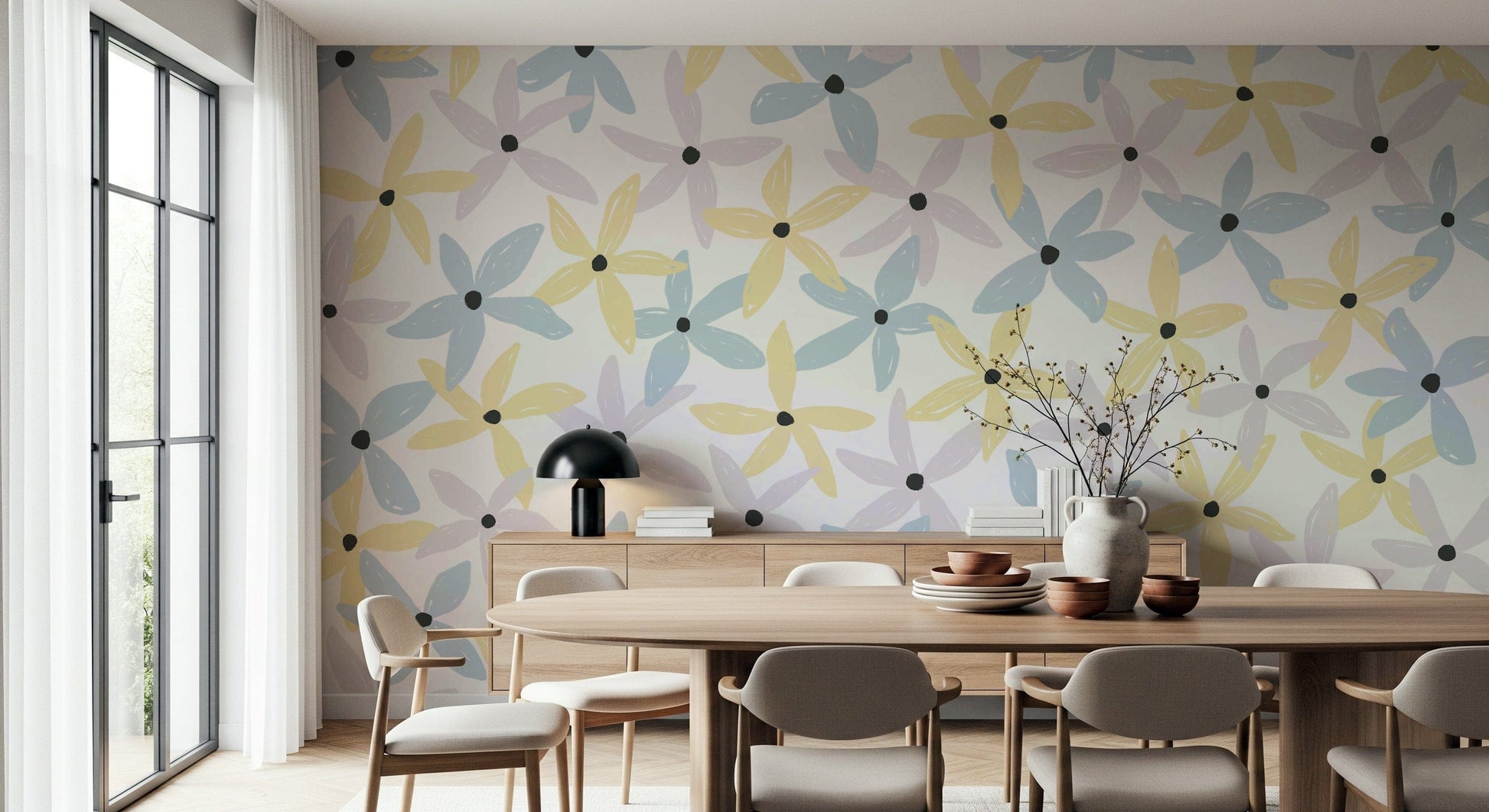 A serene subtle flower wall mural for your decor.

