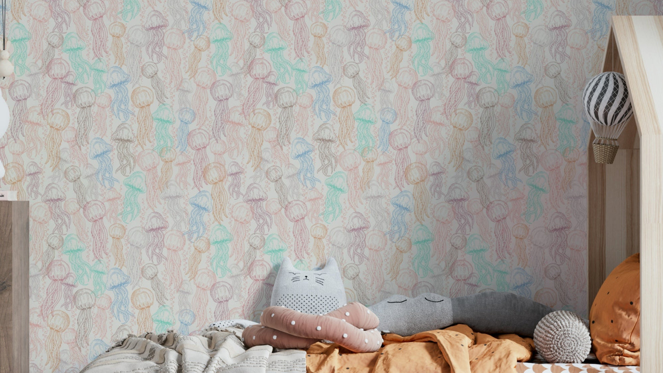 Pastel vandmænd doodle tapet⁠