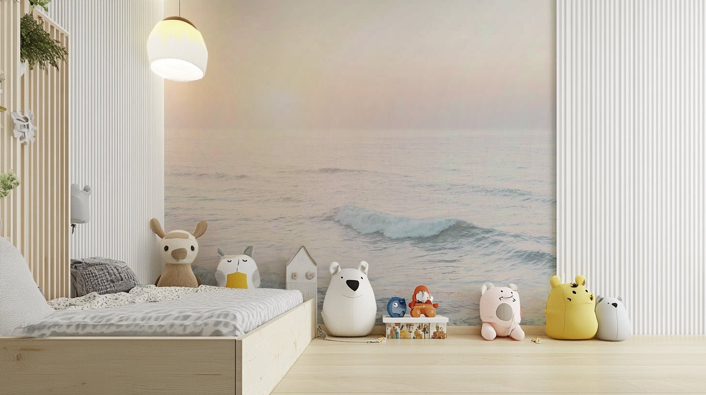Peaceful pastel ocean mural bringing calm vibes.

