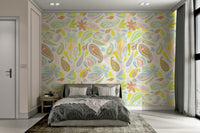 Decorative wallpaper with pastel paisley style


