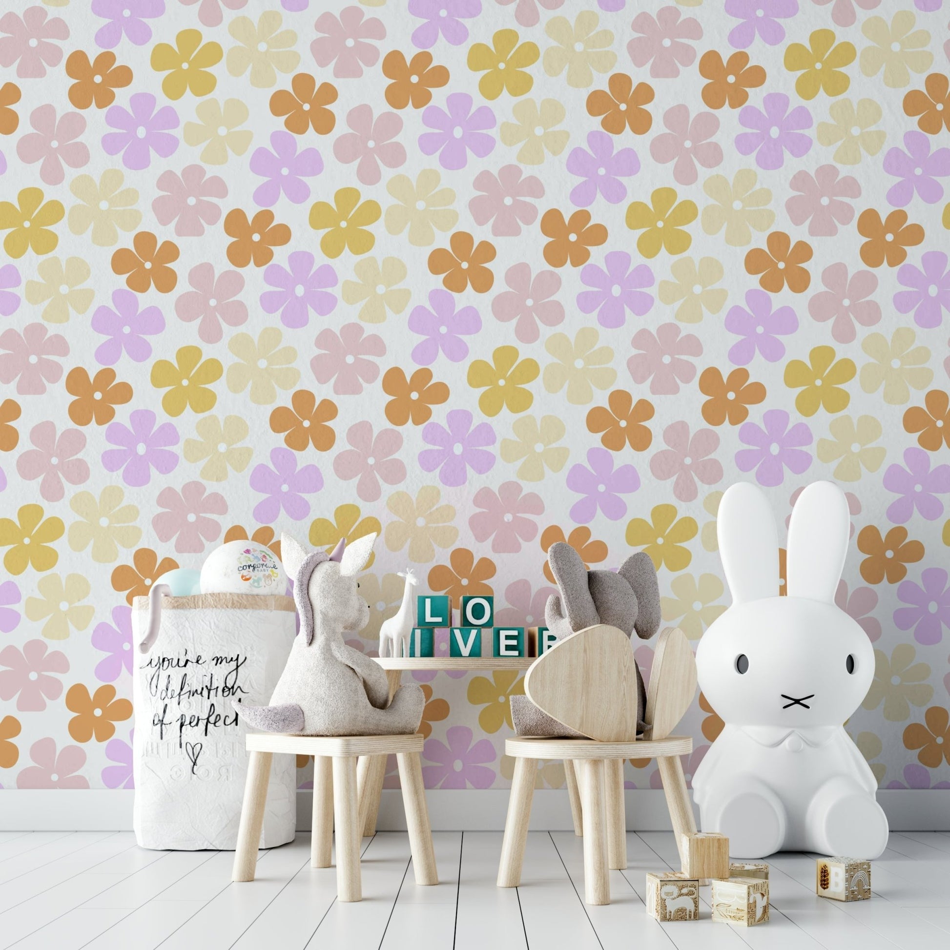 Light pastel floral wallpaper perfect for bedrooms

