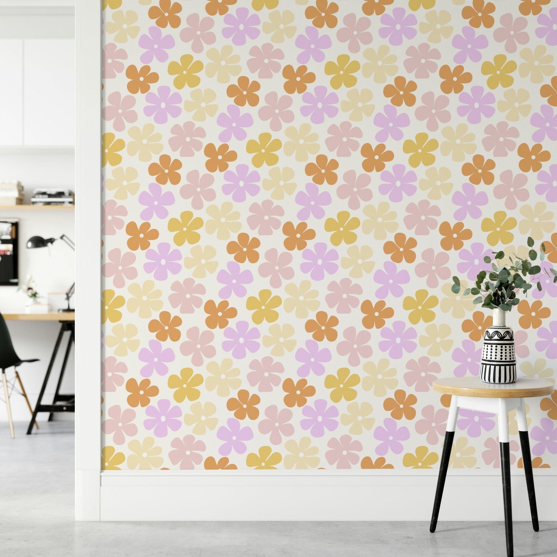 Elegant Pastel Paradise Blooms Wallpaper for home decor

