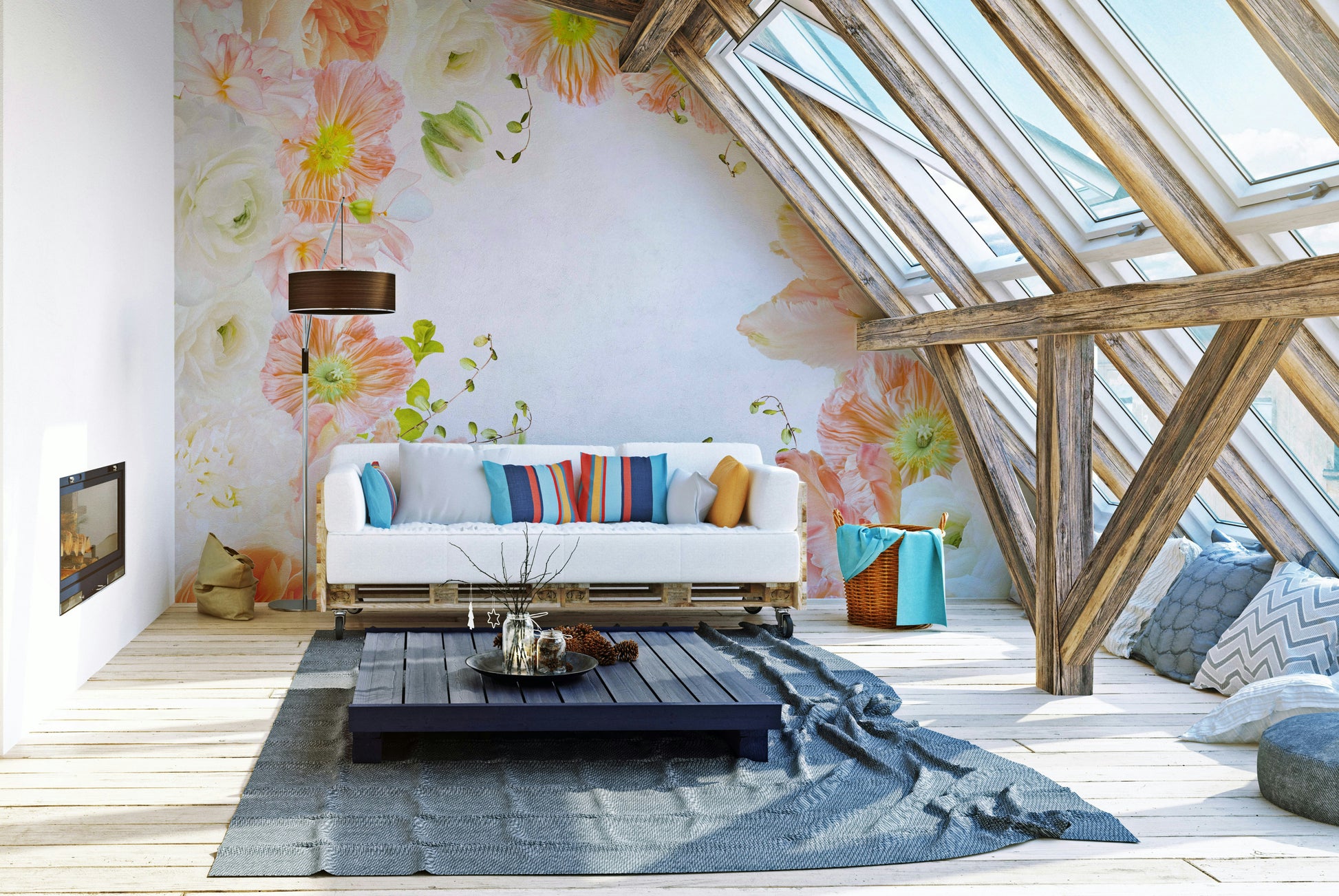 Living room soft mural wallpaper

