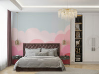 Sunrise-inspired mural with soft pink and lavender tones.

