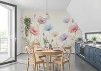 Pastel Poppy Field Wall Mural
