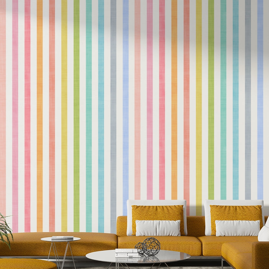 Vertical rainbow lines with linen effect