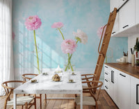 Pastel Ranunculus Glass Decor Wall Mural