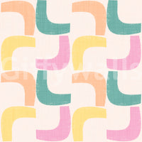 Vintage wallpaper with retro boomerang pattern in soothing pastel shades.

