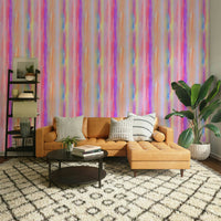 A peaceful colorful pattern mural on decorative wallpaper.


