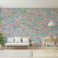 A calming abstract design wallpaper mural that defines a space.