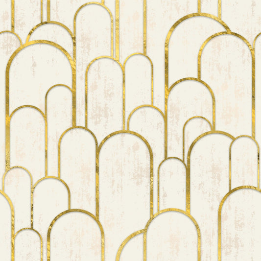 Carta da parati d'arte e oro e bianco