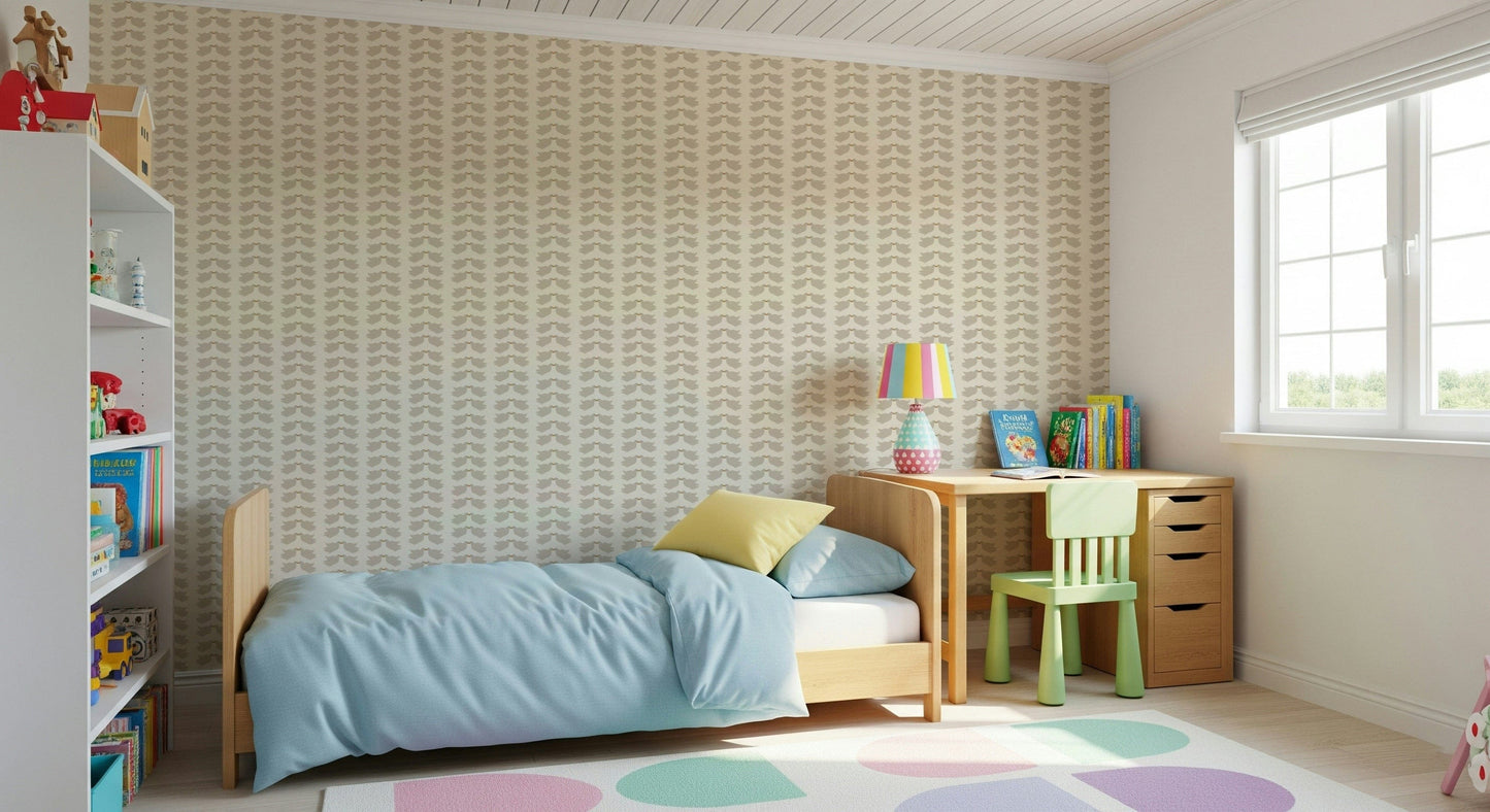 Gentle avian print wallpaper for walls soft light feel.