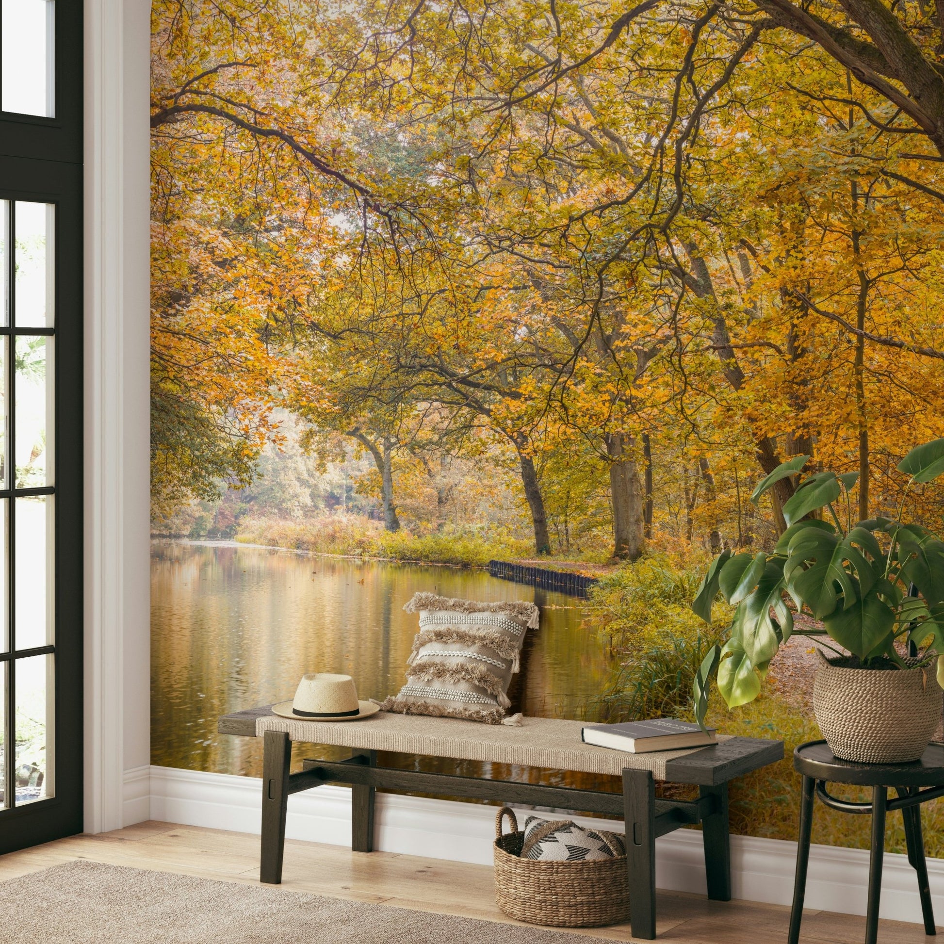 The mural extends across the entire wall, showing the full scene.

