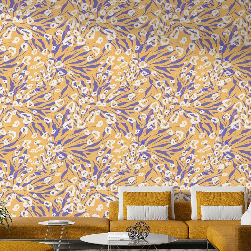 A calming abstract design wallpaper mural that defines a space.

